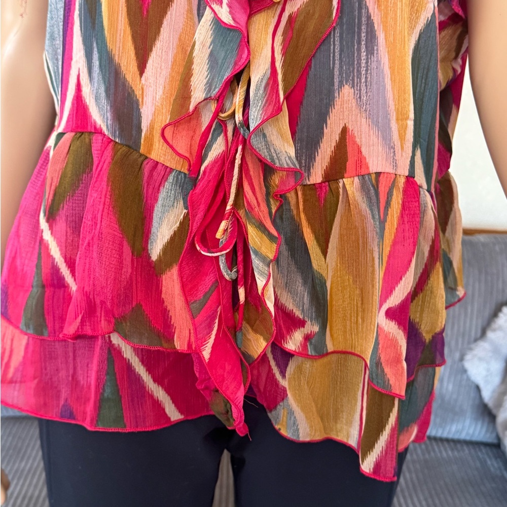 Colorful Ruffled Women's Blouse - Picture 7 of 16